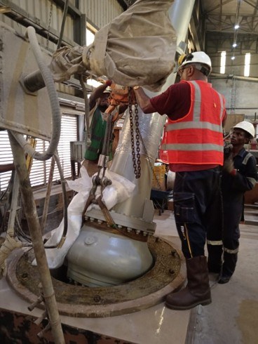 Pump undergoing overhaul in the PowerTech workshop
